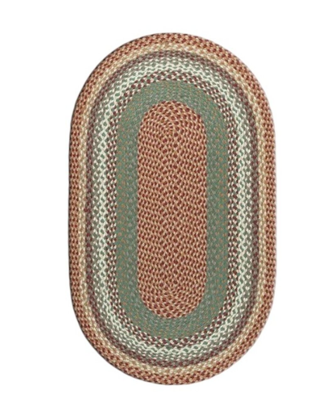 Buttermilk and Cranberry Oval Braided Rug 20 x 30